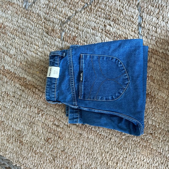 Rollas sailor Jean Ashley blue -  high rise wide leg med stone wash crop jeans - Picture 6 of 8